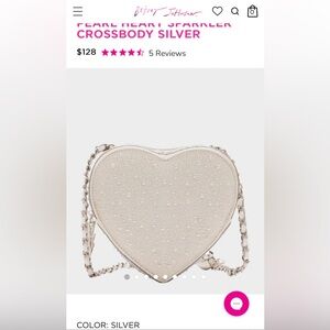 Betsey Johnson Pearl Heart Sparkler Crossbody Silver